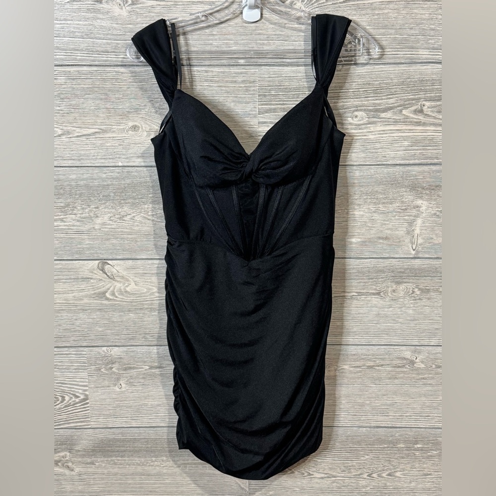 ALYCE Paris Black Short Off The Shoulder Corset Straight Dress, Size 8 - Picture 5 of 13